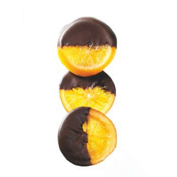 Kandované pomerančové plátky v hořké čokoládě